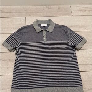 Goodfellow & Co Men's Polo Shirt - Navy and Gray Stripes